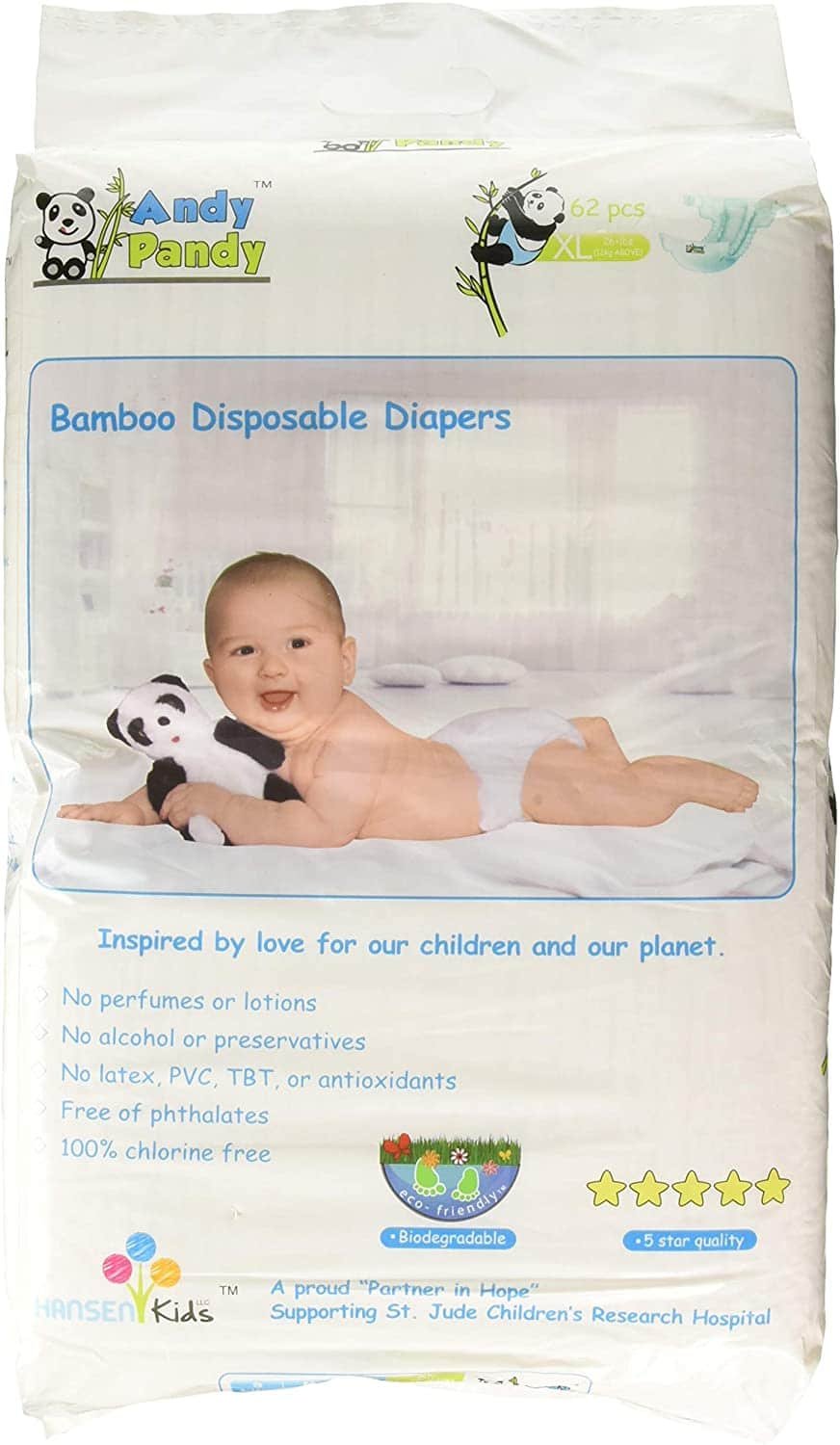 10. Eco Friendly Premium Bamboo Disposable Diapers by Andy Pandy 